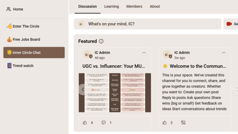 UGC creator community